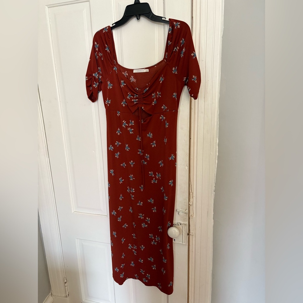 Lush brand Floral Rust Midi Dress